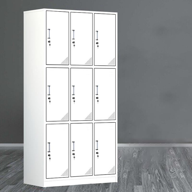 Modern White Storage Cabinet with Hinged Door Metal Cabinet for Bathroom
