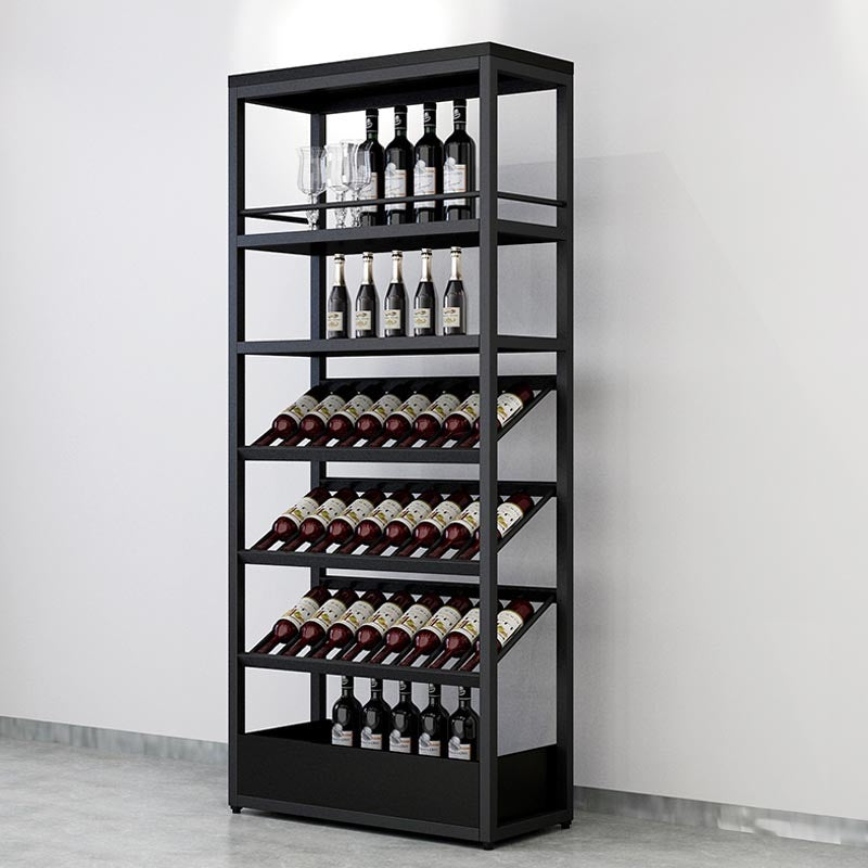 Industrial Floor Wine Holder Rack Metal Wine Racks with Shelf