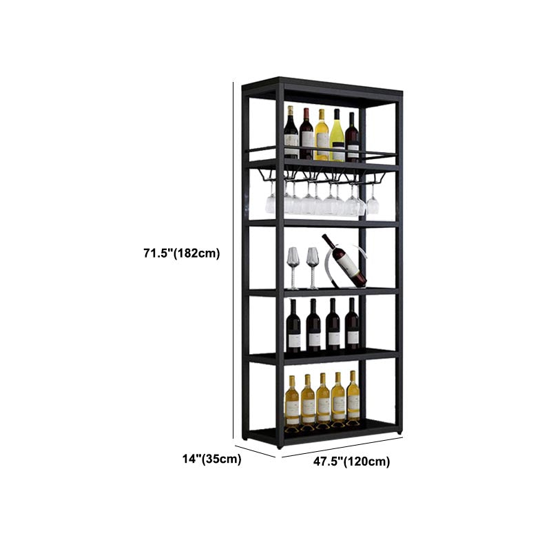 Industrial Floor Wine Holder Rack Metal Wine Racks with Shelf