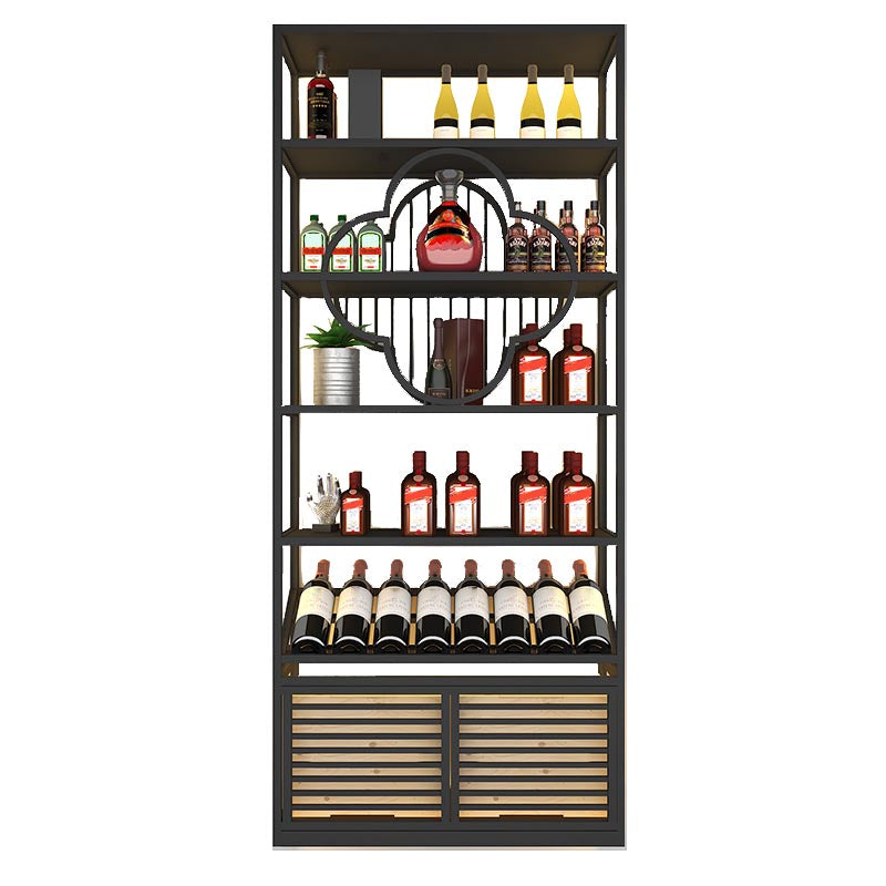 Metal Floor Wine Bottle & Glass Rack Modern Wine Holder with Shelf