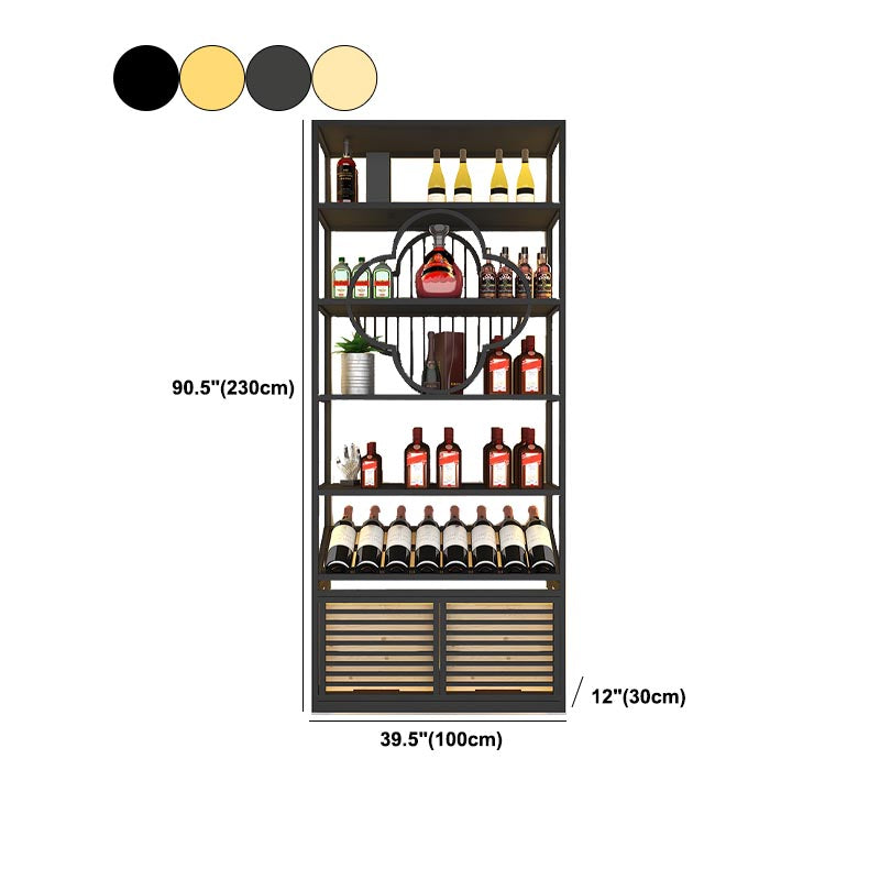 Metal Floor Wine Bottle & Glass Rack Modern Wine Holder with Shelf