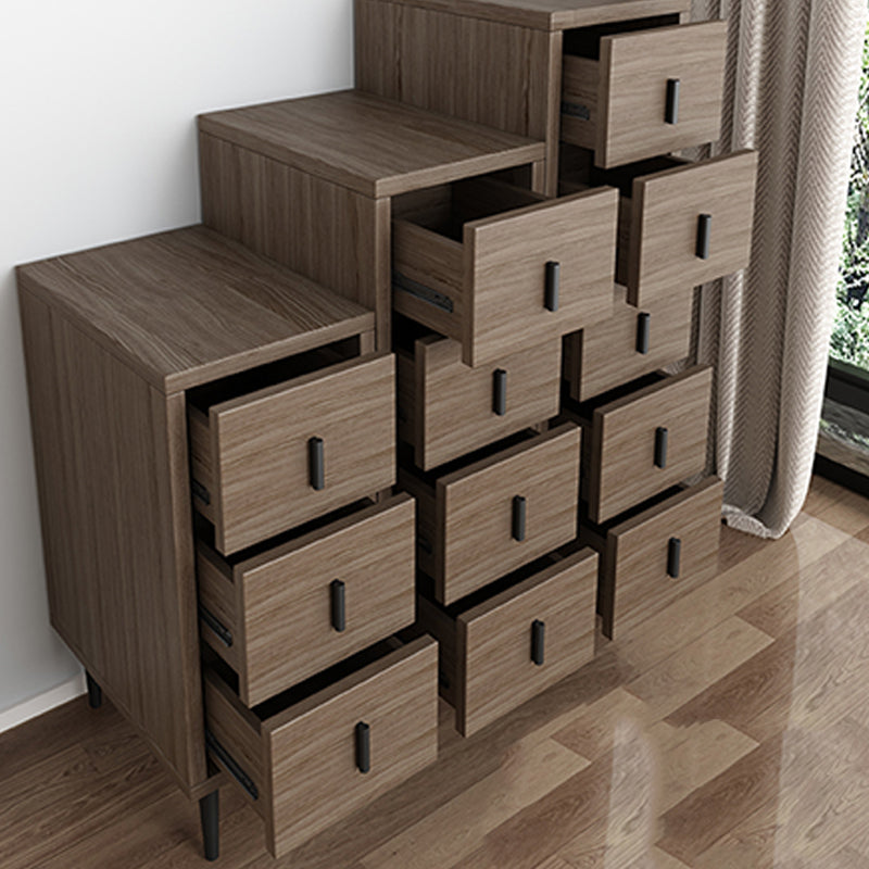 Contemporary Vertical Chest Bedroom Storage Chest in Brown with Drawers