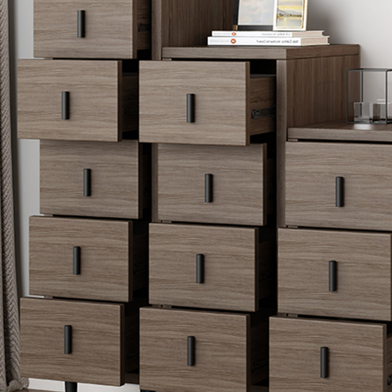 Contemporary Vertical Chest Bedroom Storage Chest in Brown with Drawers