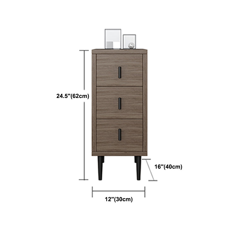 Contemporary Vertical Chest Bedroom Storage Chest in Brown with Drawers