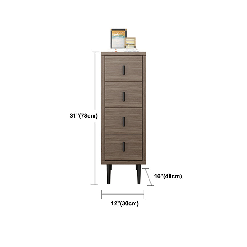 Contemporary Vertical Chest Bedroom Storage Chest in Brown with Drawers
