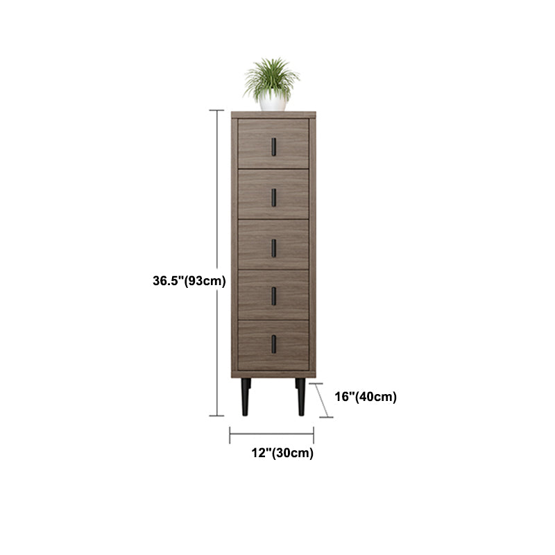 Contemporary Vertical Chest Bedroom Storage Chest in Brown with Drawers