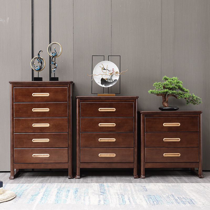 Traditional Brown Storage Chest Dresser Vertical Wooden Chest with 3 / 4 / 5 Drawers