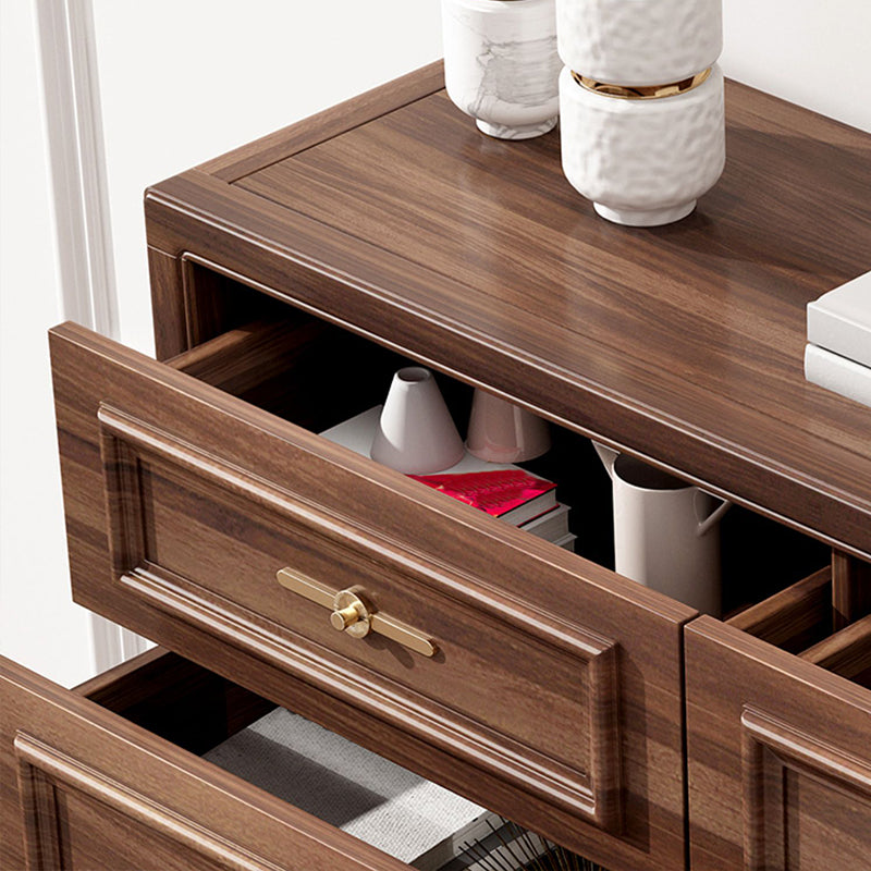 16" W Modern Brown Oak Storage Chest Dresser Wood Storage Chest with Drawers