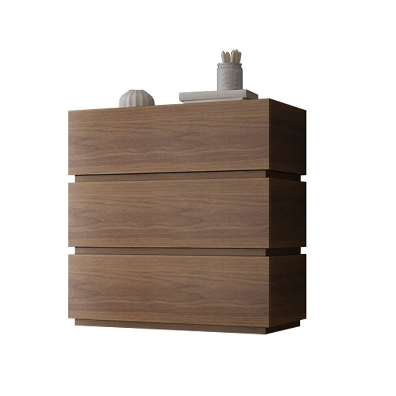 Contemporary Vertical Bedroom Chest Wooden Storage Chest in Brown with Drawers