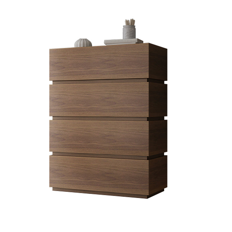 Contemporary Vertical Bedroom Chest Wooden Storage Chest in Brown with Drawers