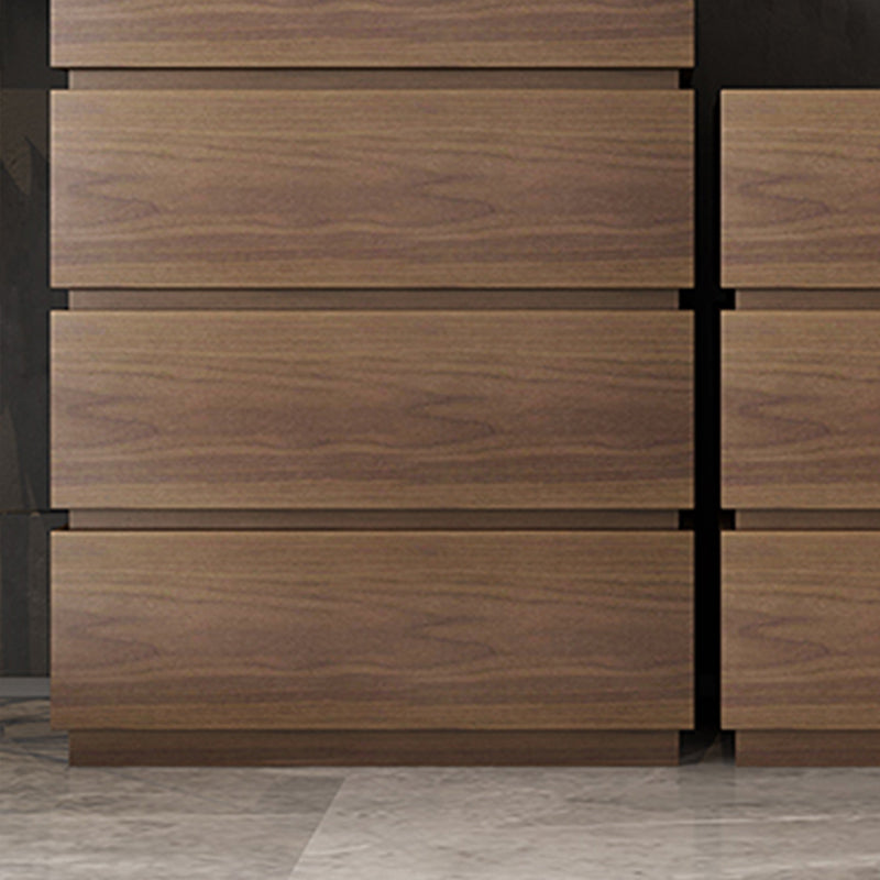 Contemporary Vertical Bedroom Chest Wooden Storage Chest in Brown with Drawers