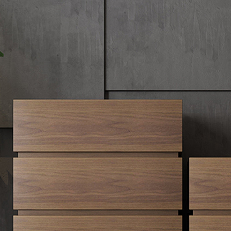 Contemporary Vertical Bedroom Chest Wooden Storage Chest in Brown with Drawers