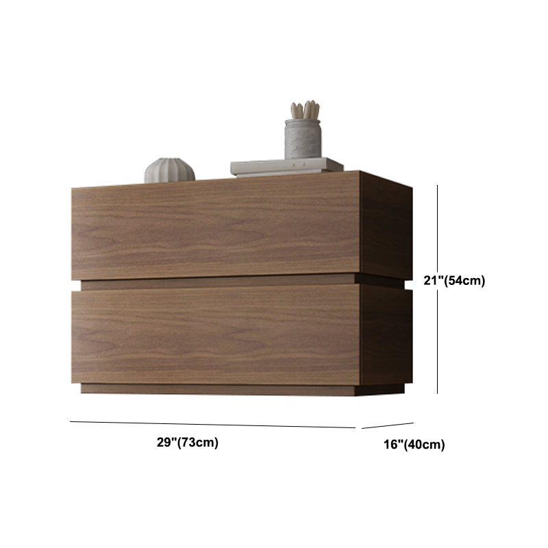 Contemporary Vertical Bedroom Chest Wooden Storage Chest in Brown with Drawers