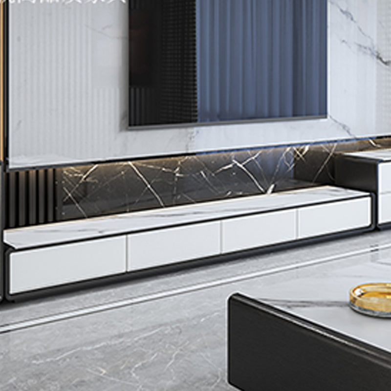 Slate and Wood Stand Console Contemporary Style Home Closed TV Cabinet