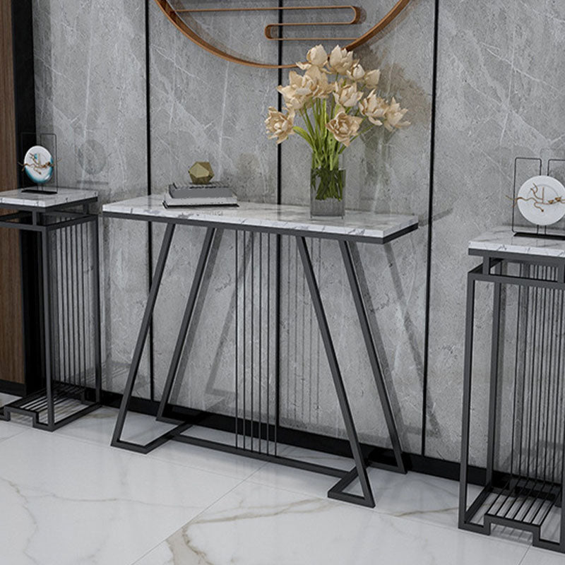 Modern Iron Console Sofa Table Rectangle Marble Console Accent Table for Hall