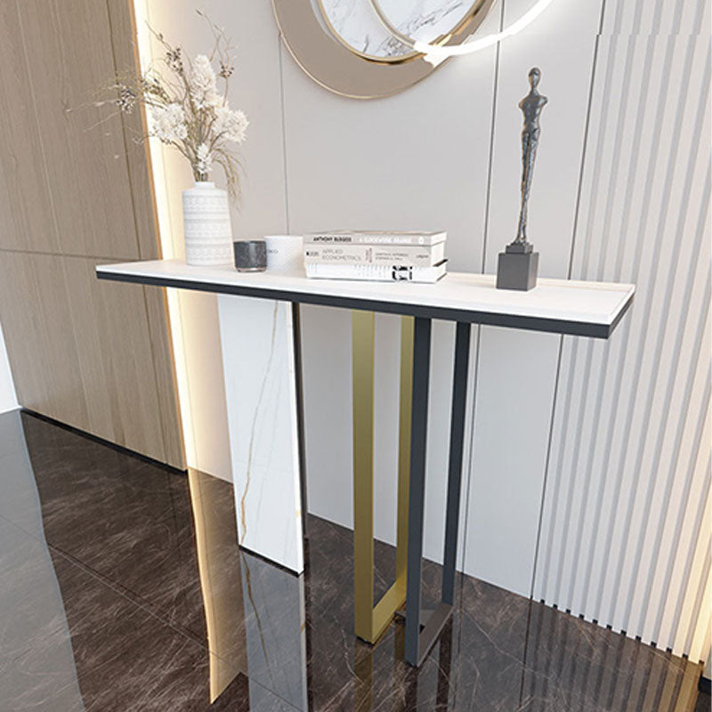 Modern Stone Console Table 14" W Stain Resistant Accent Table for Hall