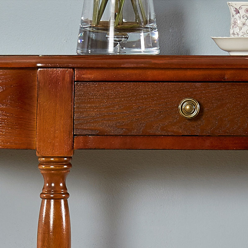 Rubbered Wood Half Moon Console Table Mid-Century Modern Accent Table for Hall