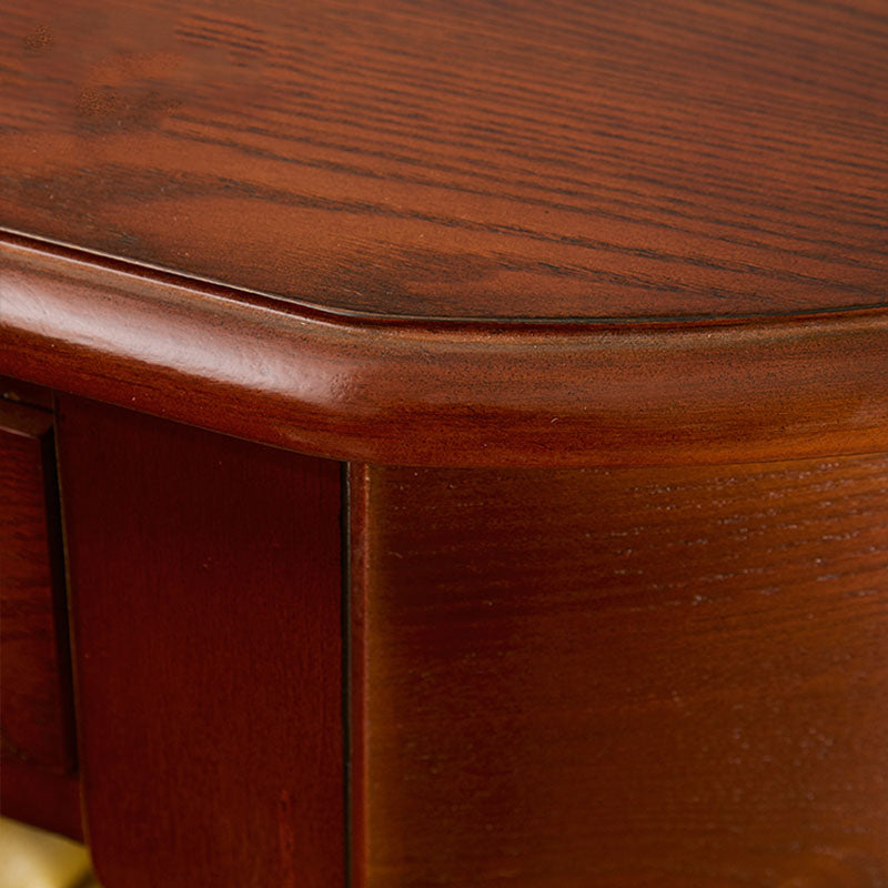 Rubbered Wood Half Moon Console Table Mid-Century Modern Accent Table for Hall
