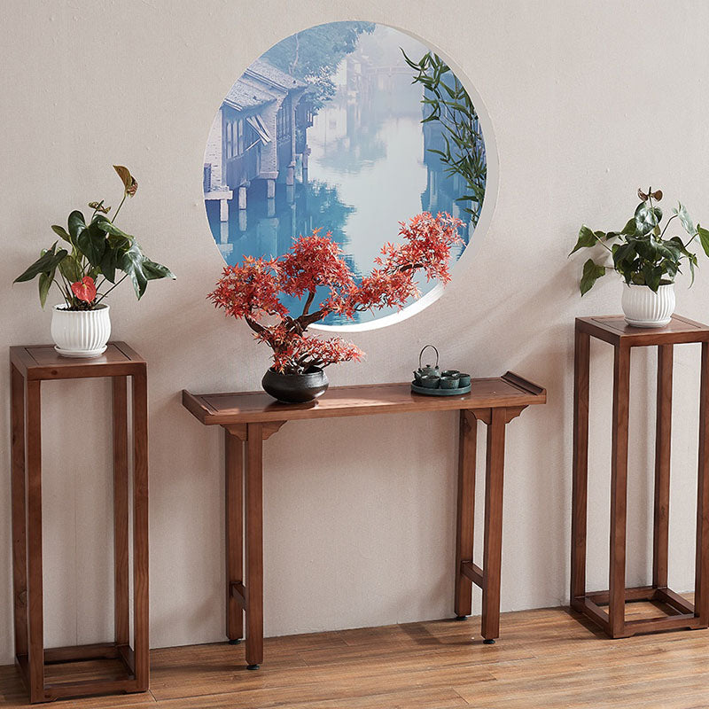 Wood Console Table Mid-Century Modern Rectangle Accent Table for Hall