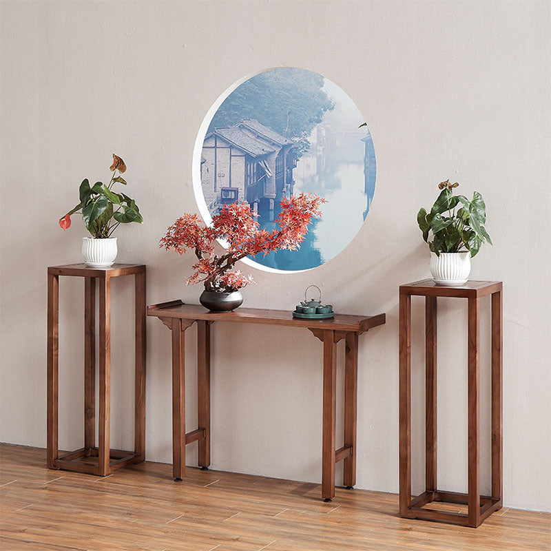 Wood Console Table Mid-Century Modern Rectangle Accent Table for Hall