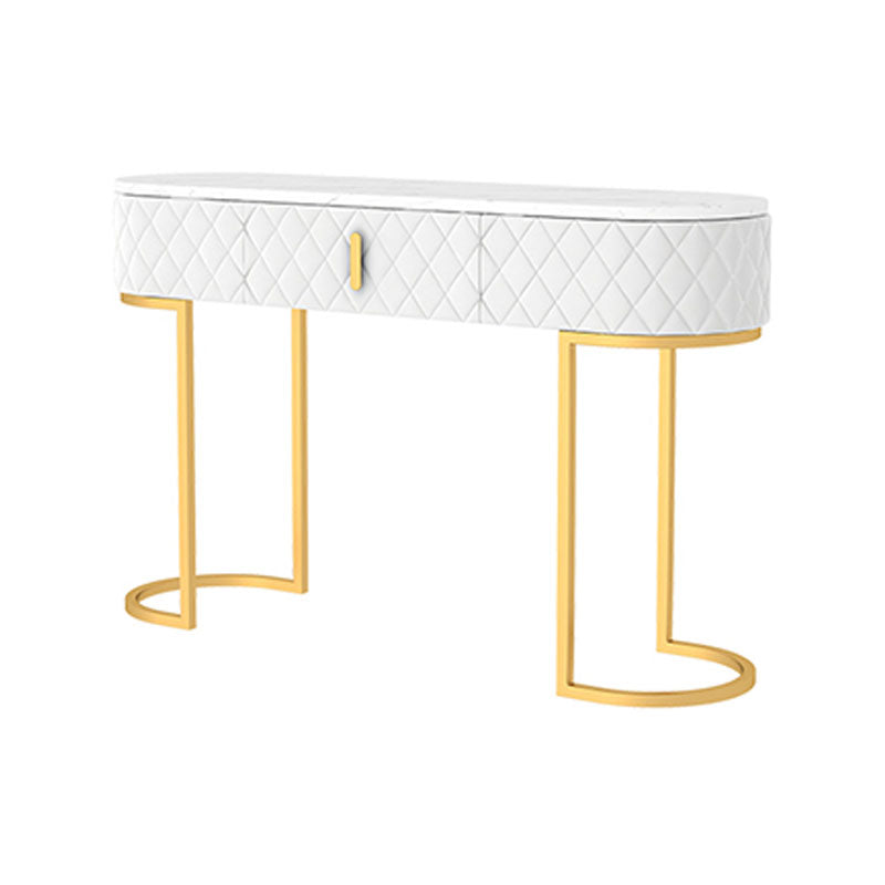 Sled Glam Marble Console Table 14" W Oval Console Accent Table for Hall