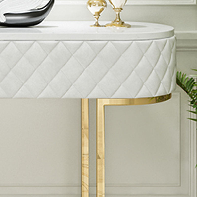 Sled Glam Marble Console Table 14" W Oval Console Accent Table for Hall