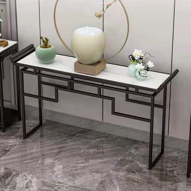 11"W Contemporary Console Table Stone White Rectangle Console Sofa Table