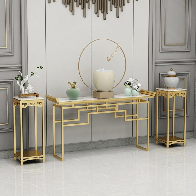 11"W Contemporary Console Table Stone White Rectangle Console Sofa Table