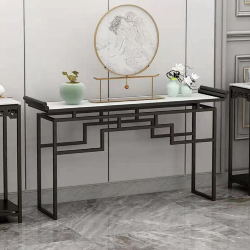 11"W Contemporary Console Table Stone White Rectangle Console Sofa Table