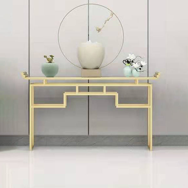 11"W Contemporary Console Table Stone White Rectangle Console Sofa Table