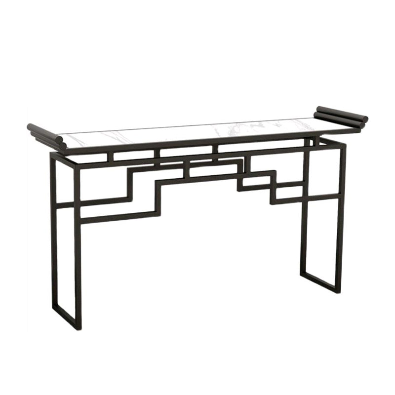 11"W Contemporary Console Table Stone White Rectangle Console Sofa Table