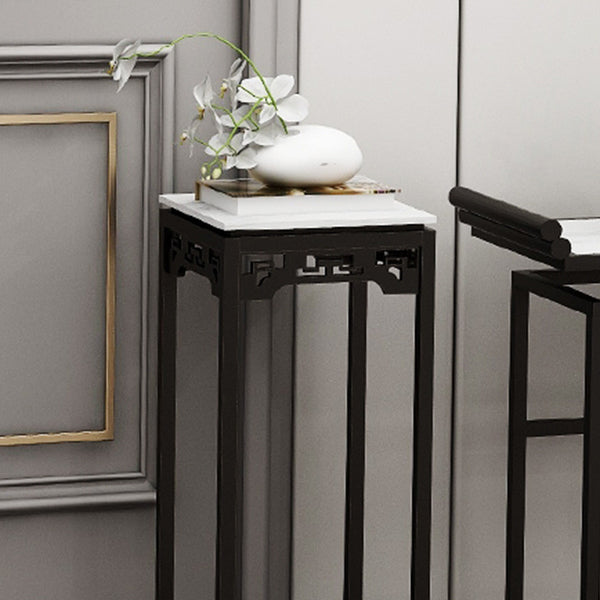 11"W Contemporary Console Table Stone White Rectangle Console Sofa Table