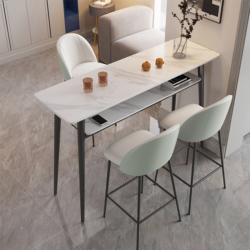 Modern Style Bar Table Rectangle Stone Bar Dining Table with 4 Legs