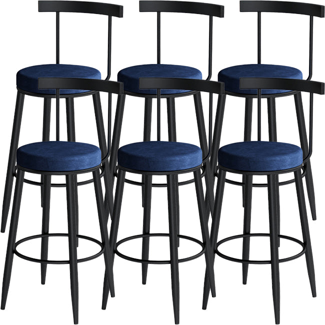 Scandinavian Metal Stool Velvet Upholstered Counter Stool in Matte Finish for Indoor