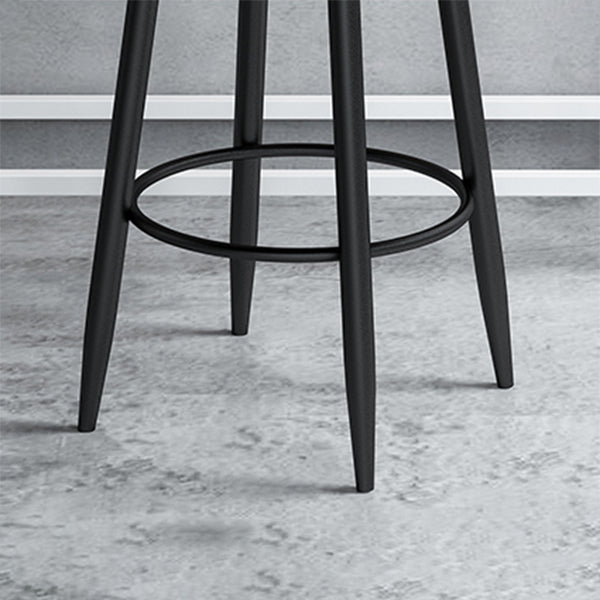 Scandinavian Metal Stool Velvet Upholstered Counter Stool in Matte Finish for Indoor