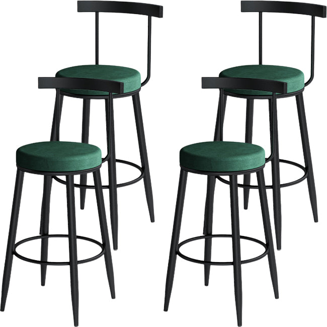 Scandinavian Metal Stool Velvet Upholstered Counter Stool in Matte Finish for Indoor