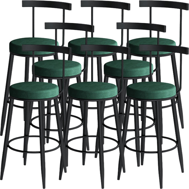 Scandinavian Metal Stool Velvet Upholstered Counter Stool in Matte Finish for Indoor