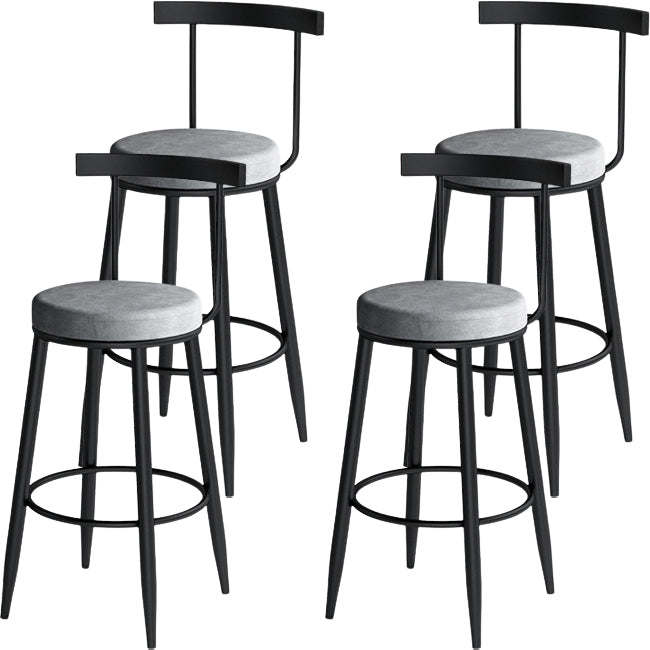 Scandinavian Metal Stool Velvet Upholstered Counter Stool in Matte Finish for Indoor
