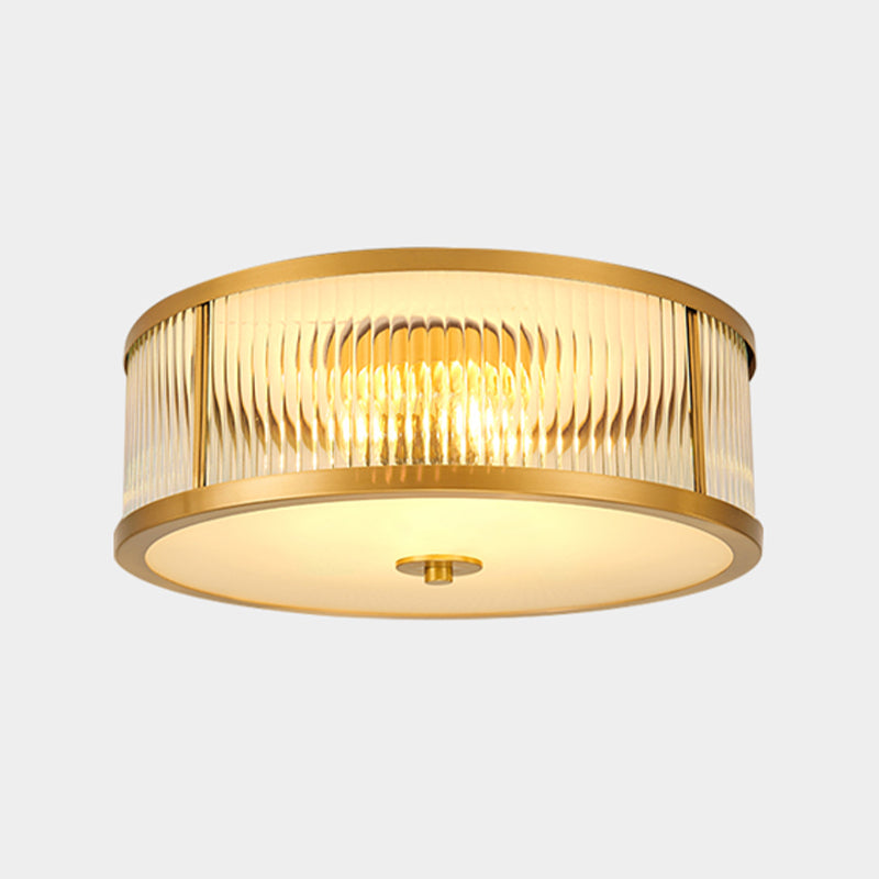 American Style Ceiling Lamp Glass Gold Flush Mount Lighting for Bedroom