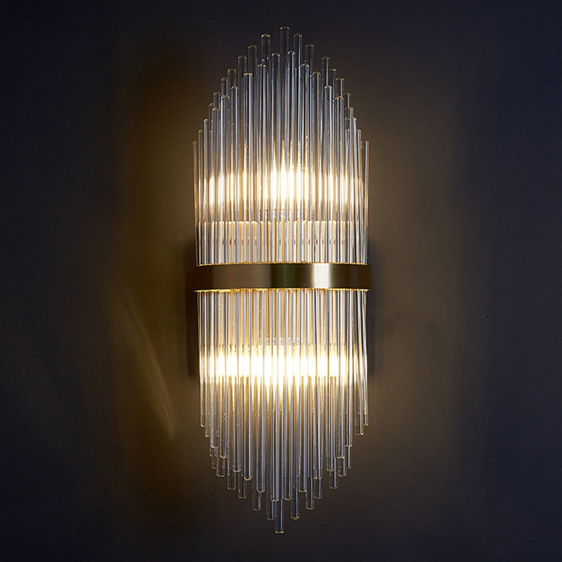 Post-Modern Wall Sconce Gold Wall Light Fixture with Crystal for Bedroom