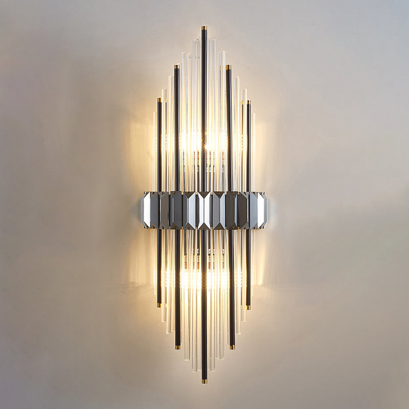2-Light Geometric Wall Light Sconce Modern Style Glass Wall Lighting