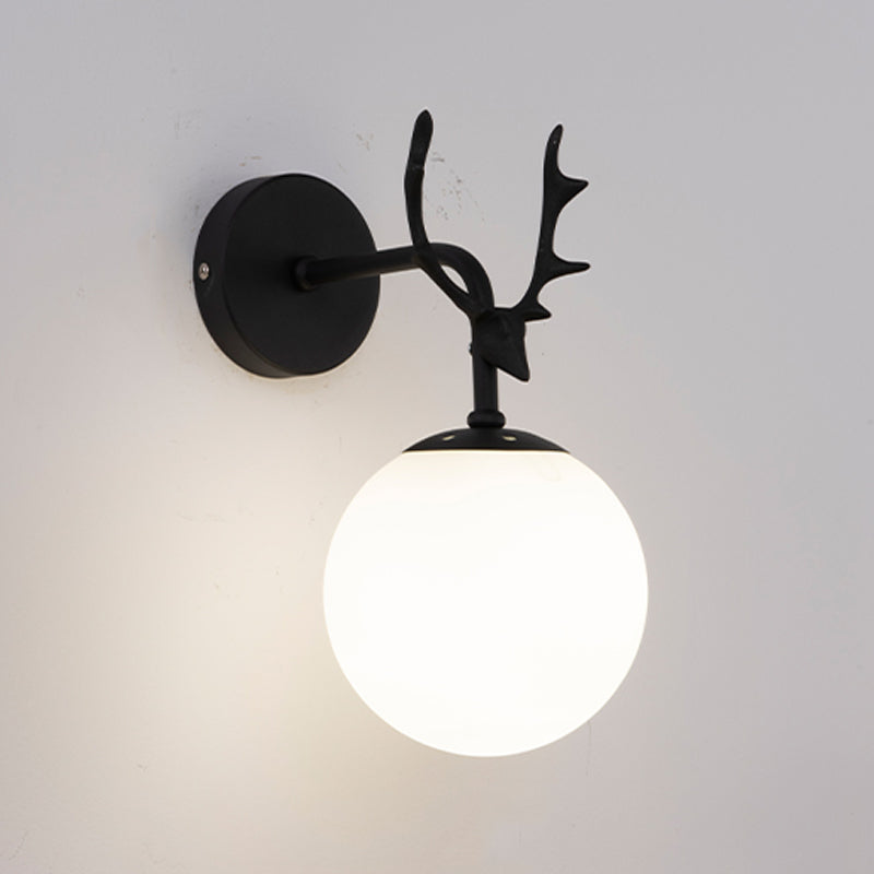 Glass Spherical Shape Wall Light Modern Style 1 Light Wall Mount Fixture for Living Room