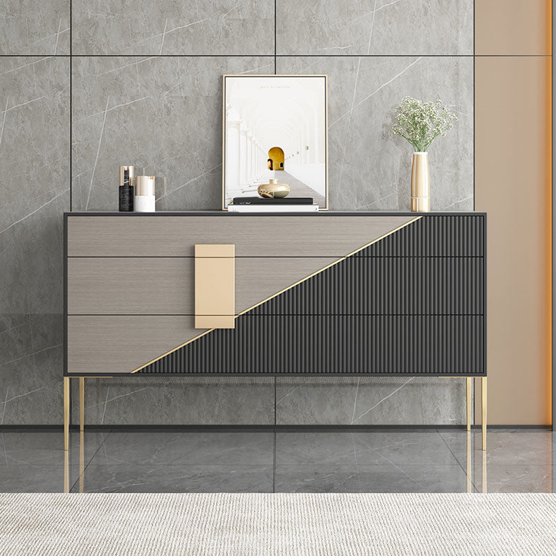 Polished Finish Faux Wood Sideboard Glam Indoor Dining Buffet with Drawers