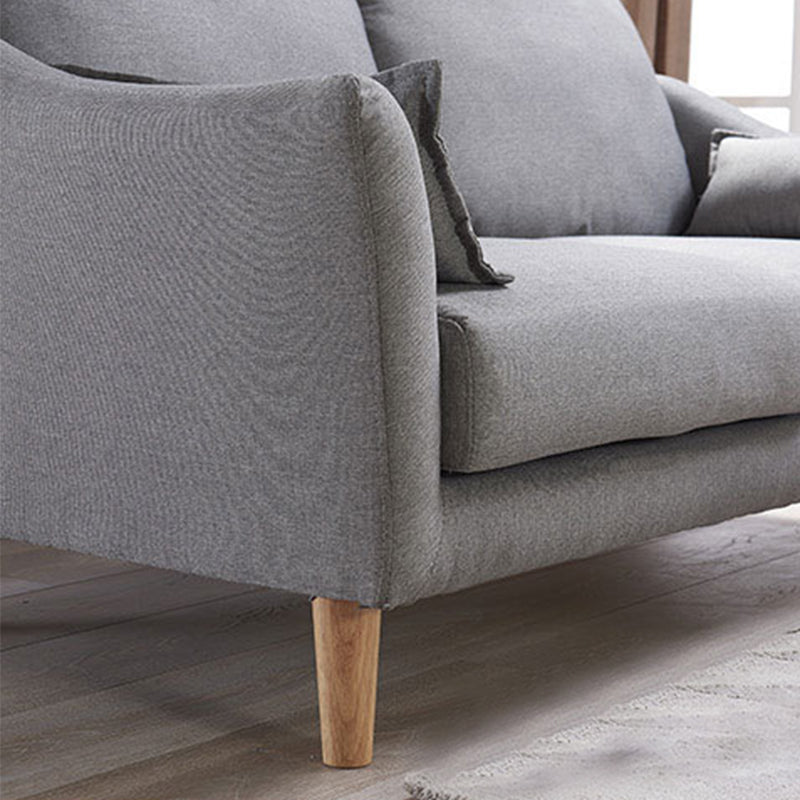 Fabric Loose Back Sofa Modern Sloped Arm Sofa with Wood Legs