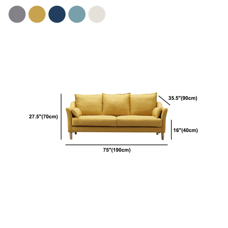Fabric Loose Back Sofa Modern Sloped Arm Sofa with Wood Legs
