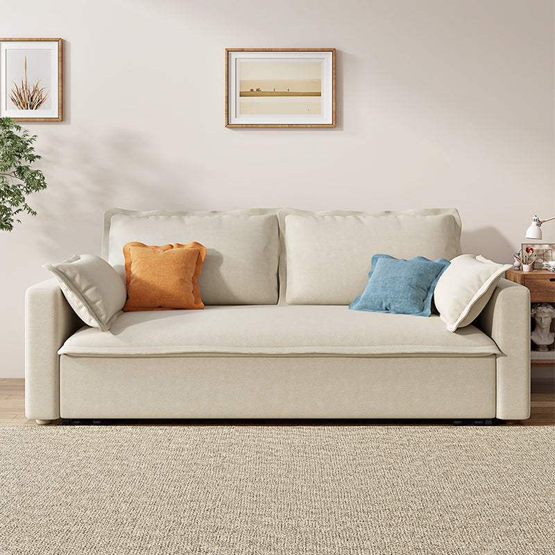 Beige Modern Loose Back Sofa Bed Standard Square Arm Sofa Bed