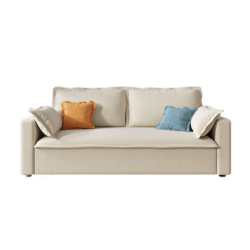 Beige Modern Loose Back Sofa Bed Standard Square Arm Sofa Bed