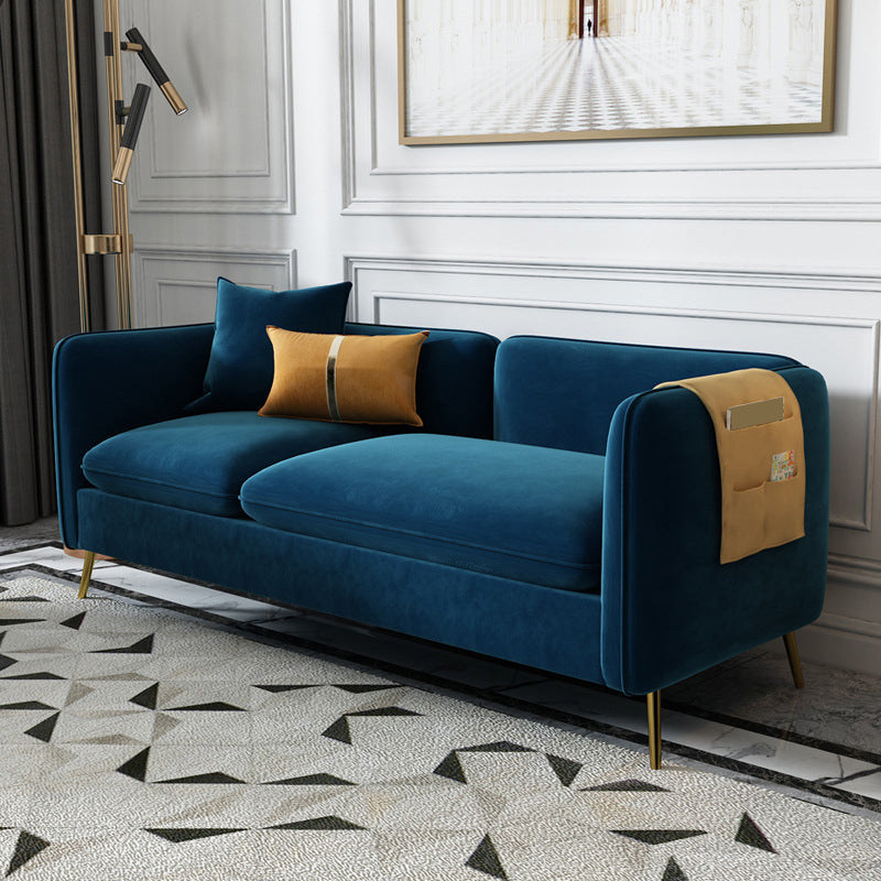 Velvet Modern Style Sofa 2/3-seat Tuxedo Arm Sofa with 2 Pillows