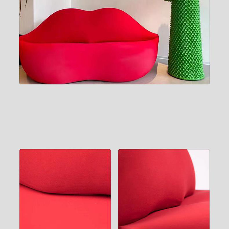 Modernism Statement Sofa Lip-Themed Stationary Sofa in Red/Gold