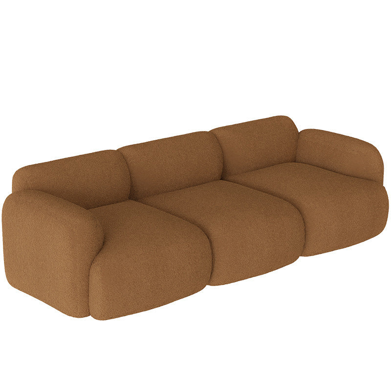 Contemporary Standard Sofa 1/3-seater Round Arm Sofa in White/Brown